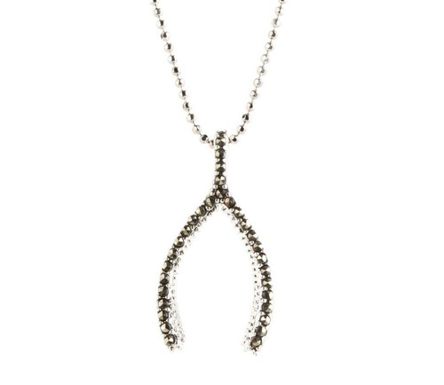 JUDITH JACK 130653  Marcasite Wishbone Necklace Stirling Silver
