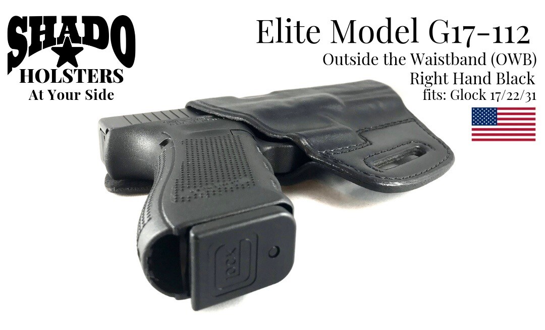 SHADO Leather Holster USA Elite Model G17-112 Right Hand Black OWB Glock Brand - Picture 5 of 12
