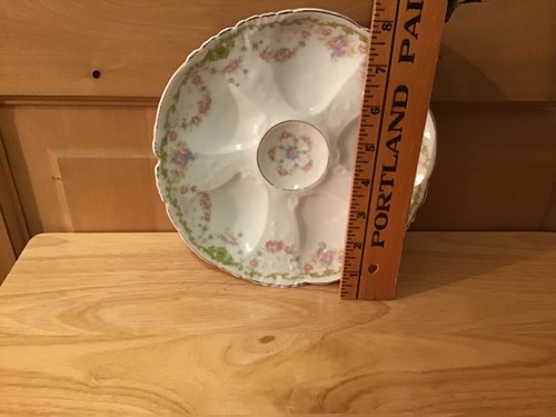 WOW! Austrian Antique Hand Painted Porcelain Roses Flowers OYSTER PLATE Vintage - Picture 10 of 19