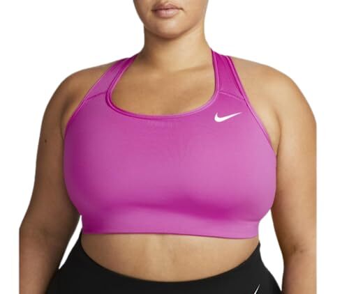 Nike Swoosh Women's Medium-Support Non-Padded Sports Bra 1X Active Fuchsia/Wh... - Picture 2 of 4