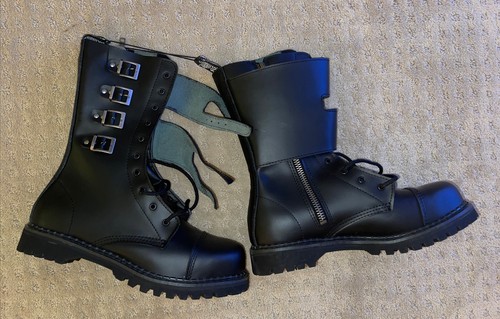 Demonia Men's Attack 10 Lace-Up Boot Combat Goth Cosplay Punk Knee Boot New Sz14 - Picture 8 of 9