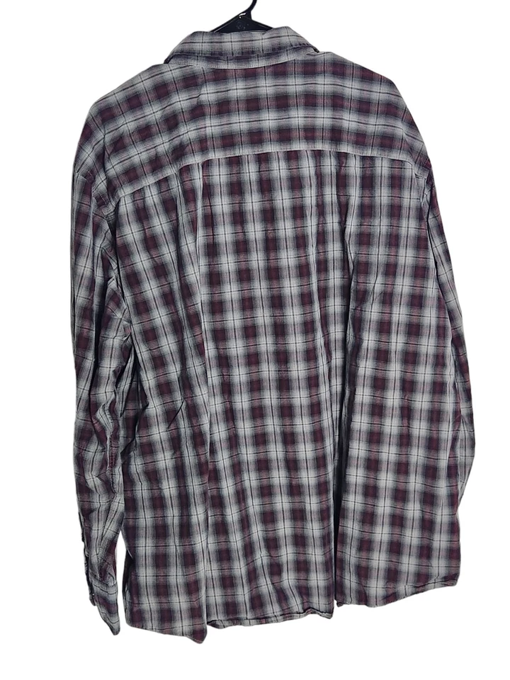 J Ferrar Mens Shirt 3XL XXXL Button Up Flannel Shirt Long Sleeve Plaid Purple - Image 2 of 4