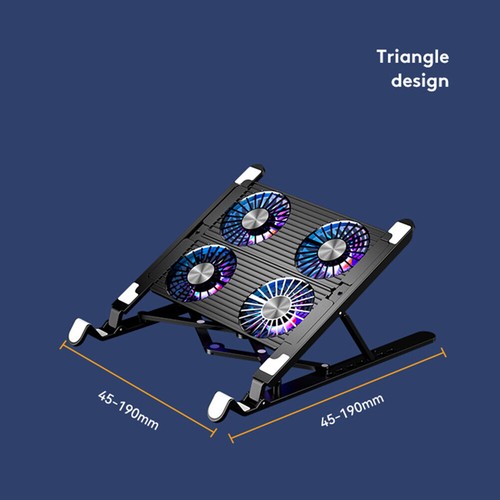 Laptop Cooling Pad RGB Laptop Holder for 11-17.3 Inch Notebook(Black ABS 4 Fans) - Bild 11 von 12