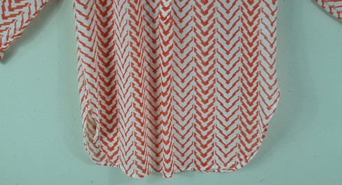 Xtaren M Orange White Semi Sheer Popover 3/4 Sleeve Split Hem Oversized Coverup - Picture 12 of 13