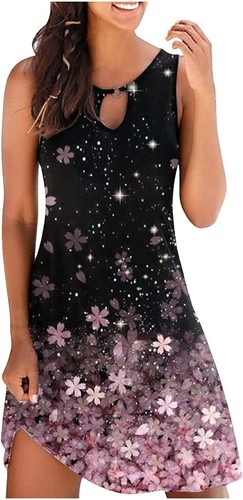 Womens Floral Print Summer Beach Sundress Casual Sleeveless Flowy Midi Dress - Picture 11 of 49