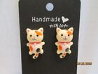 Handmade/crafted kitty kat Pierced earrings yellow