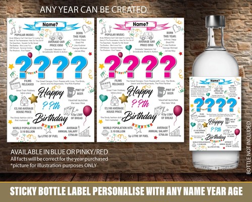 1955 70th PERSONALISED WHISKEY WINE bottle label UK birthday Year Sticker 151 - Picture 2 of 5