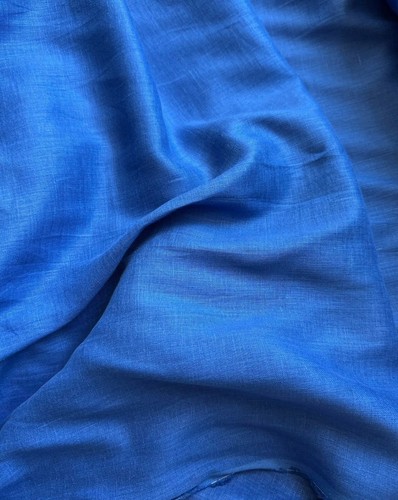 Royal Blue 100% Linen Fabric - Picture 4 of 5