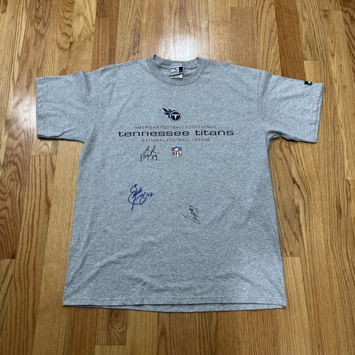 Vintage Puma Tennessee Titans Mens T-Shirt Sz Large Eddie George Autograph - Picture 1 of 10