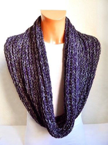 Sciarpa da snood unisex fatta a mano in cashmere leggera lucida da filato filato filato a mano - Foto 3 di 5