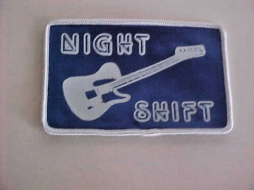NIGHT SHIFT HAT OR SEW ON PATCH WITH GUITAR PICTURE - Afbeelding 1 van 2