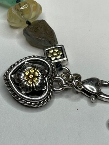 Brighton Heart Charm & Green Stone Bracelet 8" - Picture 2 of 5