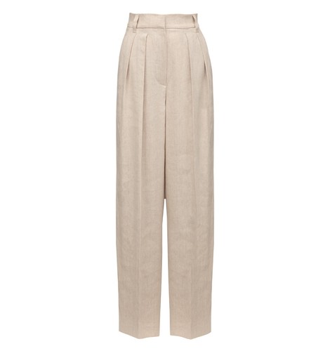 BRUNELLO CUCINELLI Linen Blend Wide Leg Trousers in Natural Beige Size IT 40 - Picture 1 of 5