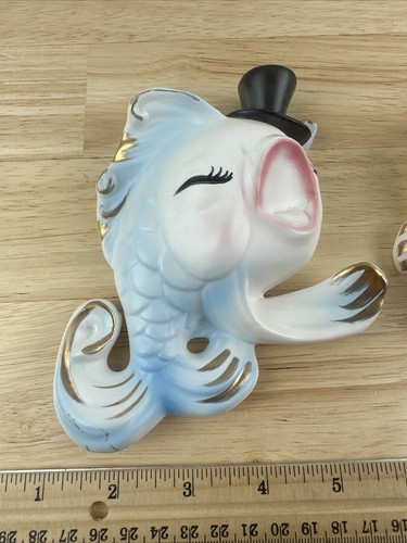 Norcrest anthropomorphe Fische Wandtafeln Japan singende Meerjungfrau Bad Keramik - Bild 2 von 15