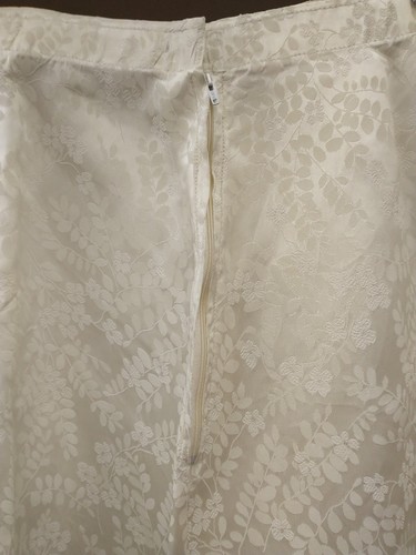 Vintage Satin Brocade Ivory Off White Formal Wedding Skirt L XL Pre Owned - Picture 3 of 5