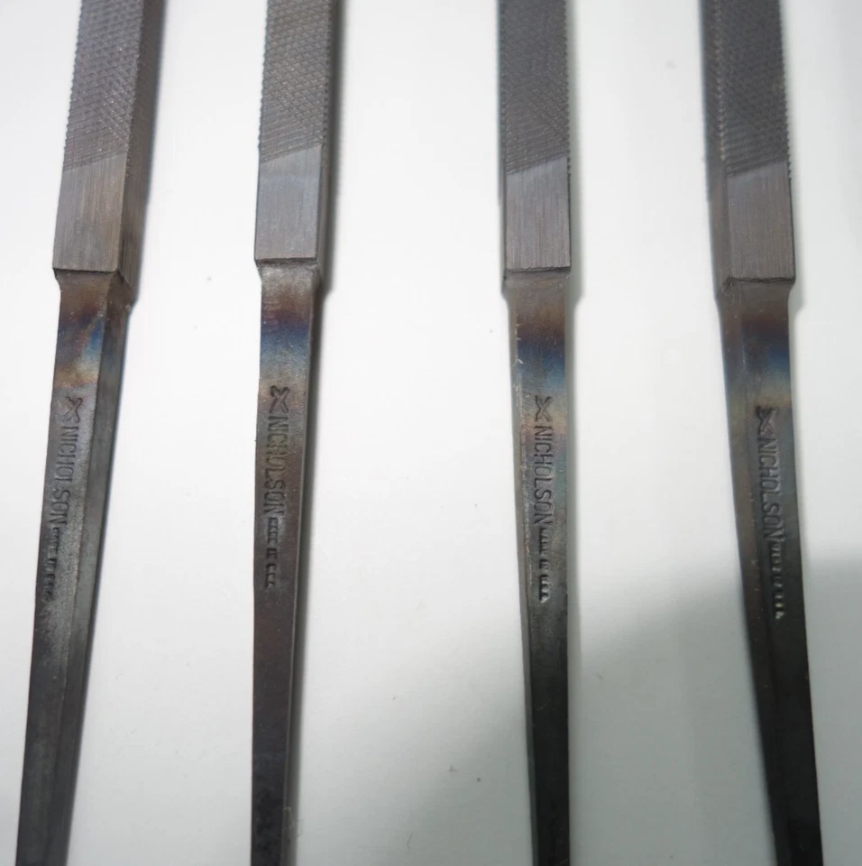 4 x Vintage Nicholson Square Bastard Hand File 6" - Made in USA Files - Image 4 of 4
