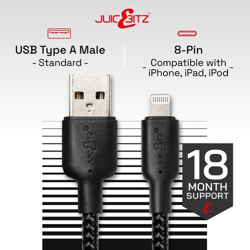 JuicEBitz® Wytrzymały pleciony kabel ładujący do iPada Air / iPhone 14 13 SE 12 11 - Zdjęcie 40 z 144