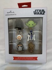 2021 Hallmark Star Wars 6 Pack Miniature Mini Ornaments Yoda Porch BB8 R2-D2 New