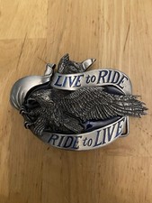 Motorcycle Belt Buckle LIVE TO RIDE - RIDE TO LIVE 1981 Eagle BergamoNt NEW WOW
