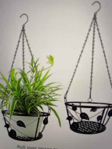 2 Pack Hanging Plant Holder - Black Metal Plant Hanger 8,5”