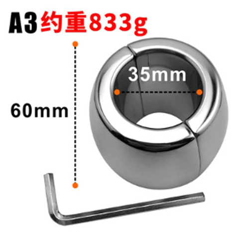 Metal Heavy Magnetic Delay Ring Stainless Steel Ball Scrotum Stretcher Ring - Picture 4 of 15