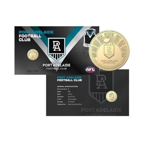 2024 AFL Port Adelaide Club $1 uncirculated Royal Mint Numismatic Cover PNC Coin - Bild 1 von 5