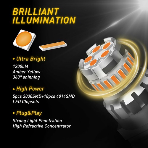 2X 3157 3156 LED Bombillas de Señal de Giro Ámbar Brillante Amarillo AUXITO 3057 Lámpara - Imagen 3 de 12