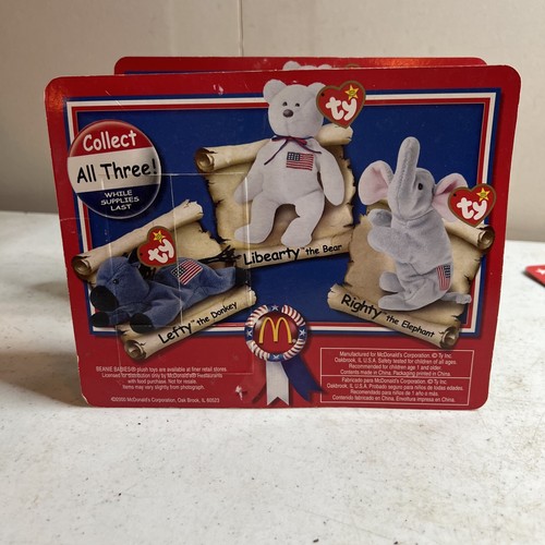 2000 McDonalds Ty Beanie Babies American Trio Lefty Righty and Libearty NEW - Picture 6 of 9