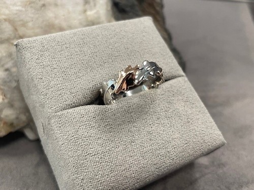 Welsh Silver & 9ct Rose Gold Royal Clogau Oak Ring Size P New Rare Wales 925 - Picture 6 of 13