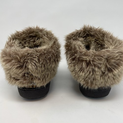 NEW NWOT Isotoner XL 9.5-10 Brown Faux Fur Slipper Booties Boot Clog Washable - Picture 5 of 11