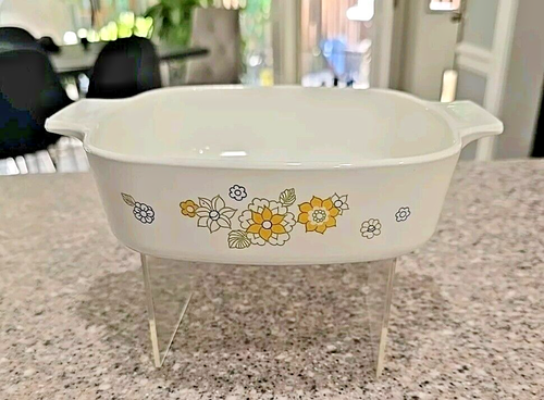Corning Ware Floral Bouquet Casserole Dish 1 Qt A-1-B Corningware A1B Daisy - Picture 5 of 9