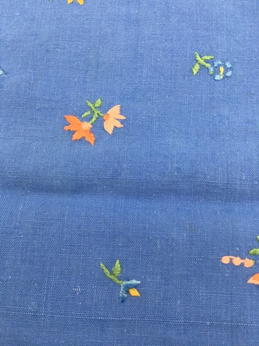 Vintage Placemat Traymat Doily Blue Line Embroidered Flower Pattern - Picture 3 of 6