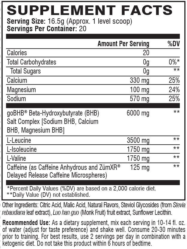 Xtend Keto Energy BCAA Powder, 125mg Caffeine + Sugar Free 20 Servs