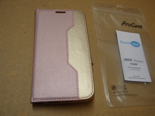 Women's Leather Wallet Flip Case For iPhone X - Metallic Pink/Rose Gold - Picture 4 of 12