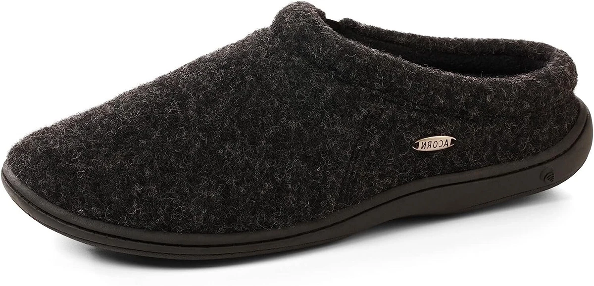 Acorn Digby Gore Mule Slippers Black Tweed Men s Size 7.5 8.5