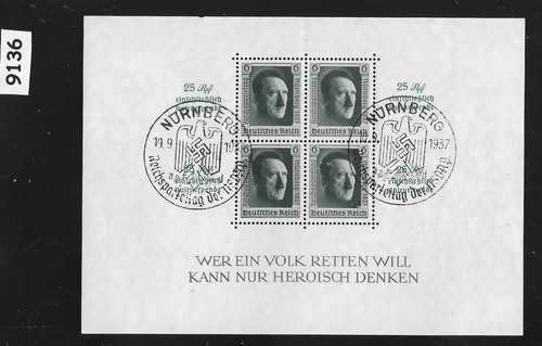 #9136 B106 Nuremberg Germany 1937 Adolf Hitler stamp sheet Third Reich - Photo 1 sur 1