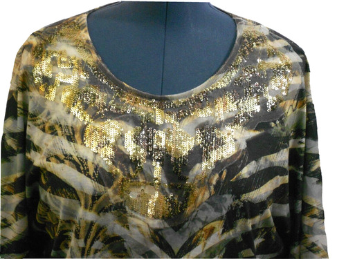 New Directions Damen mehrfarbig geometrischer Pullover Oberteil Engelsärmel Pailletten mittel - Bild 6 von 10