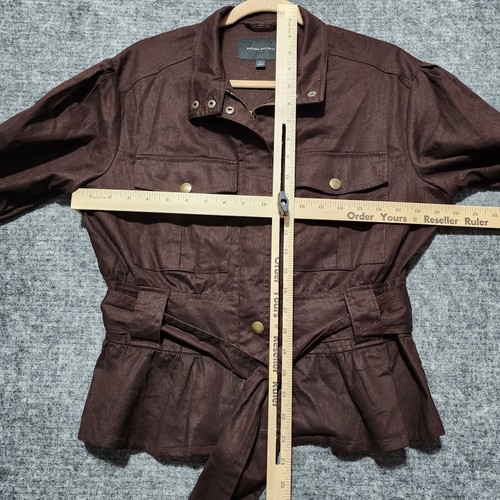 Banana Republic Jacke Damen klein dunkelbraun Leinen Flieger Krawatte Weste Rinde - Bild 7 von 9