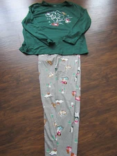 NEW JOYSPUN TWO PIECE"OH WHAT FUN" GREEN & GRAY PAJAMAS SIZE SMALL-VERY SOFT