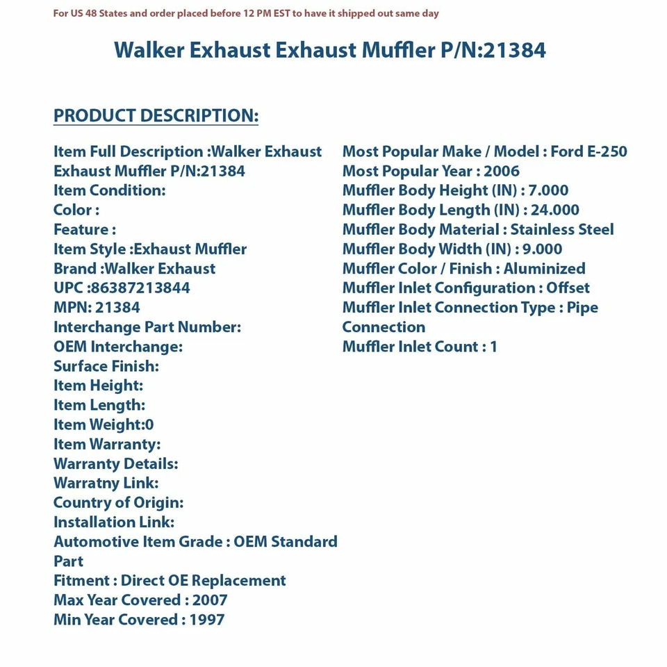 Silenciador de escape Walker 21384 | Auto Pieza de alta calidad, ajuste universal para Foto 4 de 4