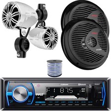 Pyle Single DIN Bluetooth MP3 Stereo Receiver, 2x 2.25   , 8" Speakers W/Wire
