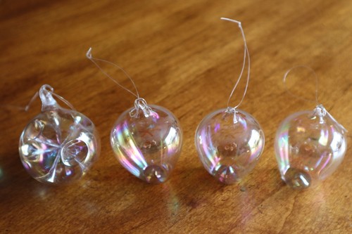 Lot 11 Handblown Clear Thin Glass Iridescent Christmas Tree Ornament Icicle Ball - Picture 9 of 12