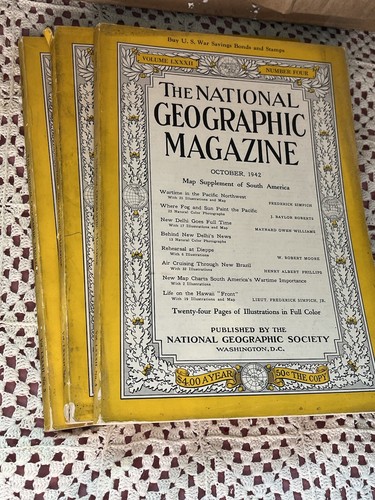 National Geographic Magazine 3 Issues 1942  Oct Nov & December (2) COKE ADS - Bild 1 von 3