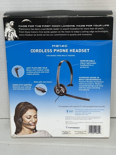 New Plantronics M214C Cordless Phone Headset Noise Cancelling - Picture 3 of 6