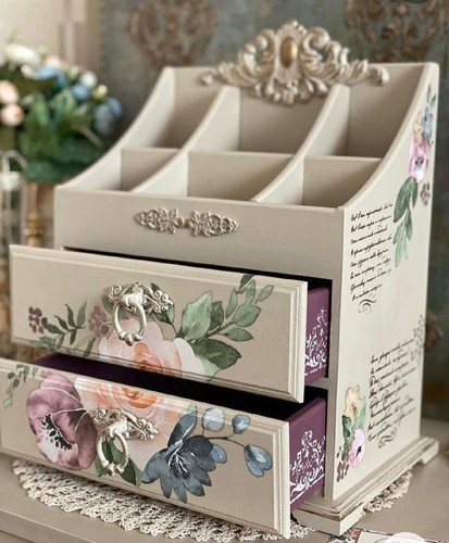MDF WOODEN COSMETICS/ MULTIPURPOSE 2 DRAWERS DECORATIVE ART PROJECTS - Picture 5 of 6