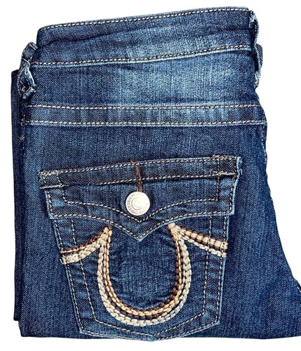 True Religion Womens Jeans JOEY SUPER T Size 27 Thick Stitch Dark Wash 29 x 30 - Picture 6 of 12