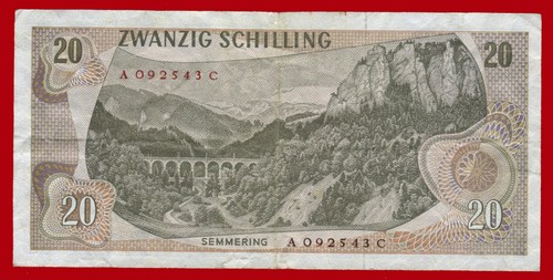 #63337 Austria 1967. Banknote 20 Schilling A092543C - Picture 2 of 2