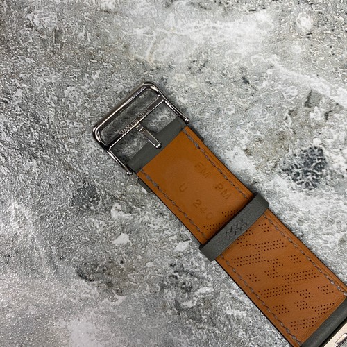 Apple Watch Hermès grau strukturiertes Epsom Leder H Diagonale Single Tour Band 44mm* - Bild 11 von 14