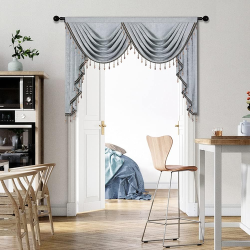 Thick Chenille Window Curtains Valance for Living Room Silver Grey Valance with - Picture 2 of 8