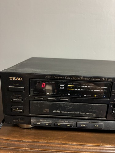 VTG TEAC Model # AD-3 CD Player Reverse Cassette Deck Tested WORKING Black Nice - Afbeelding 3 van 12